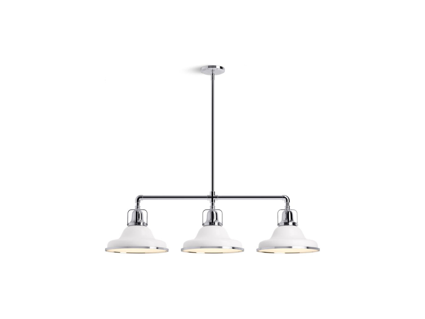 KOHLER K-32292-CH03-WCL Hauksbee 42" Linear Chandelier In White with Chrome Trim