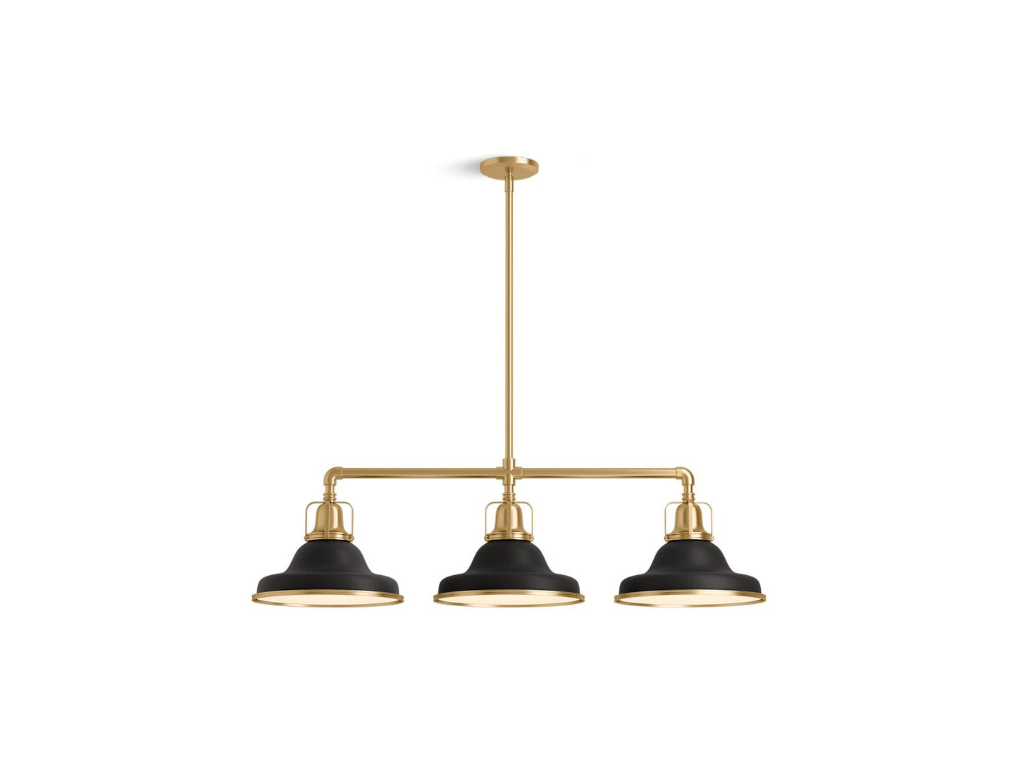 KOHLER K-32292-CH03-BML Hauksbee 42" Linear Chandelier In Black with Brass Trim