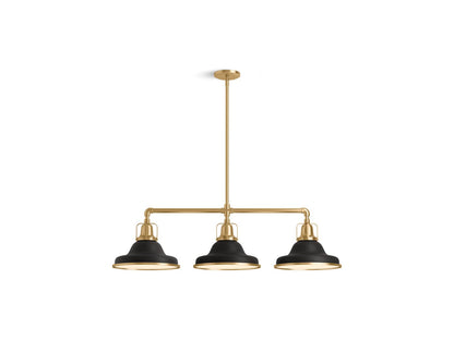 KOHLER K-32292-CH03-BML Hauksbee 42" Linear Chandelier In Black with Brass Trim
