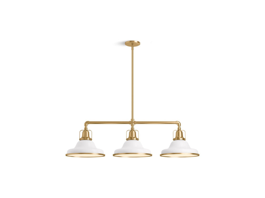 KOHLER K-32292-CH03-WGL Hauksbee 42" Linear Chandelier In White with Gold Trim