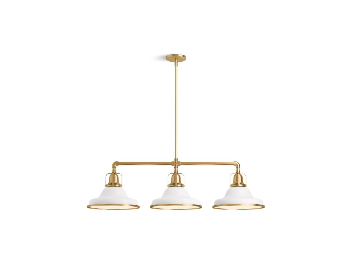 KOHLER K-32292-CH03-WGL Hauksbee 42" Linear Chandelier In White with Gold Trim