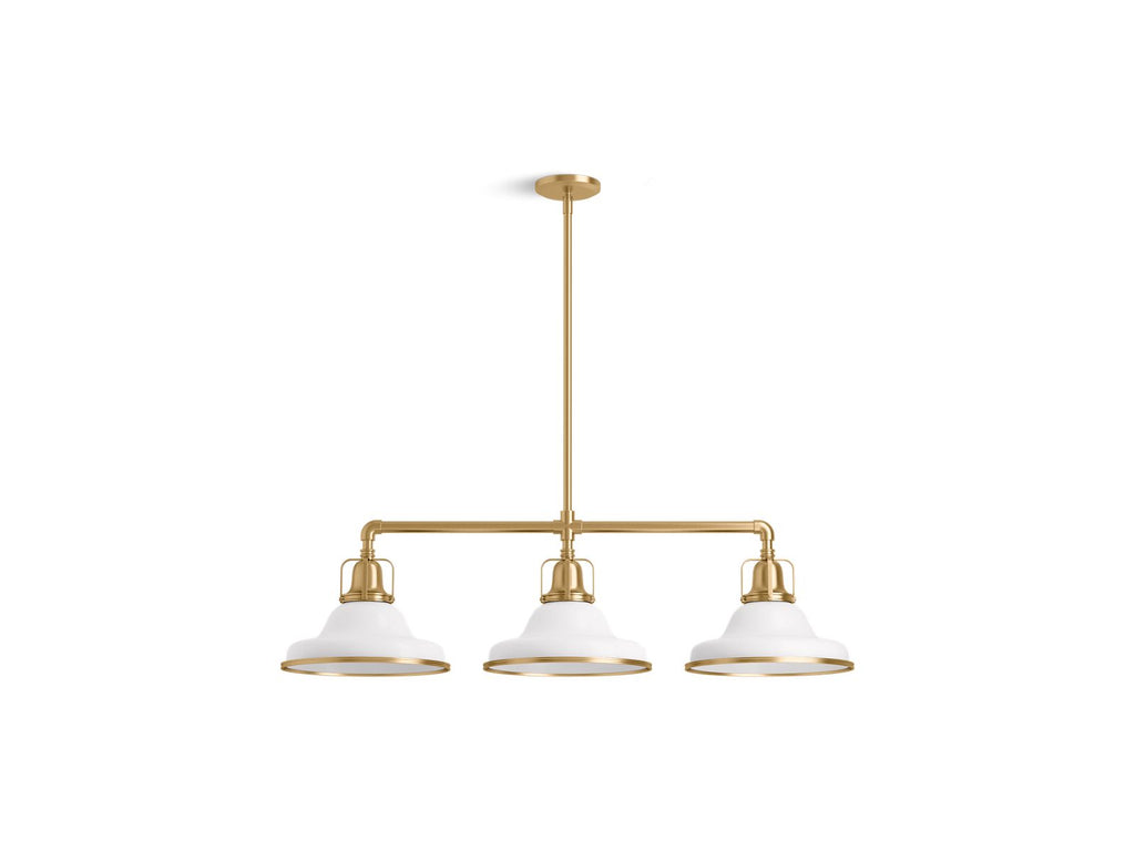 KOHLER K-32292-CH03-WGL Hauksbee 42" Linear Chandelier In White with Gold Trim