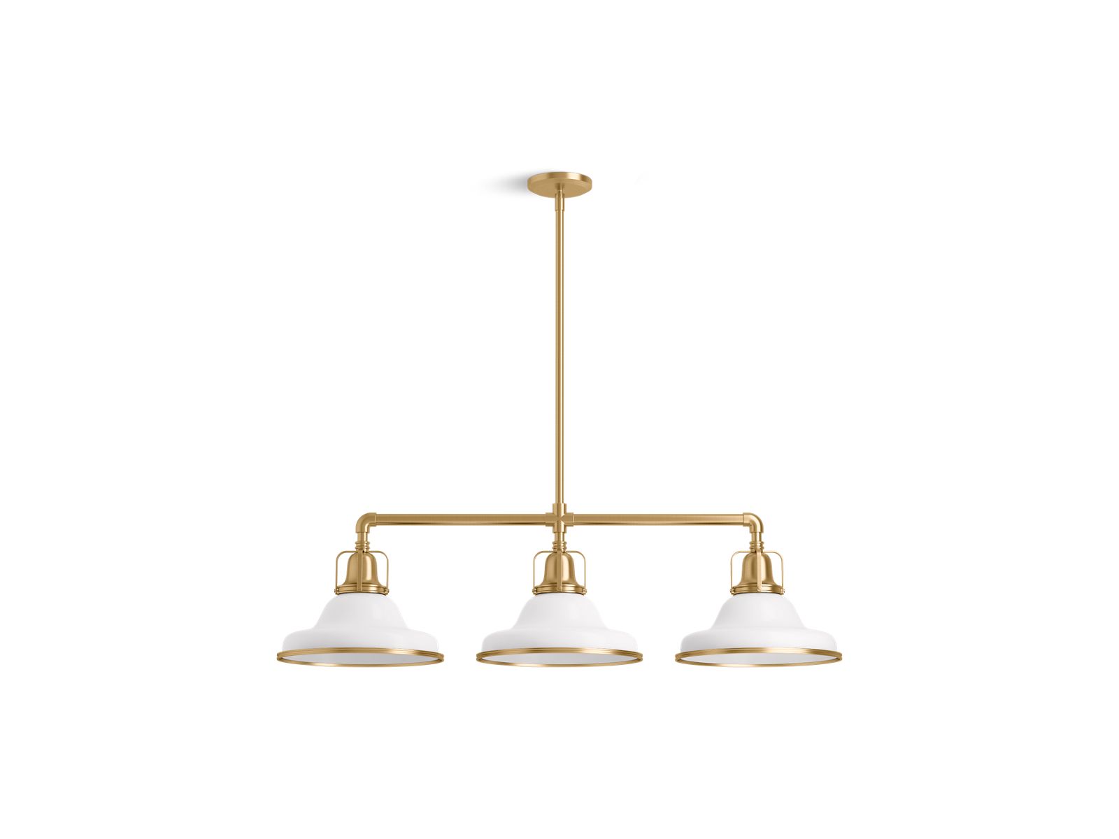 KOHLER K-32292-CH03-WGL Hauksbee 42" Linear Chandelier In White with Gold Trim