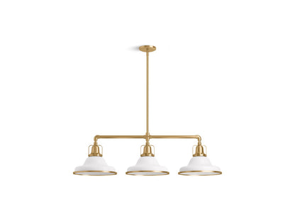 KOHLER K-32292-CH03-WGL Hauksbee 42" Linear Chandelier In White with Gold Trim