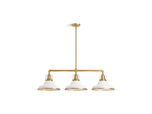KOHLER K-32292-CH03-WGL Hauksbee 42" Linear Chandelier In White with Gold Trim