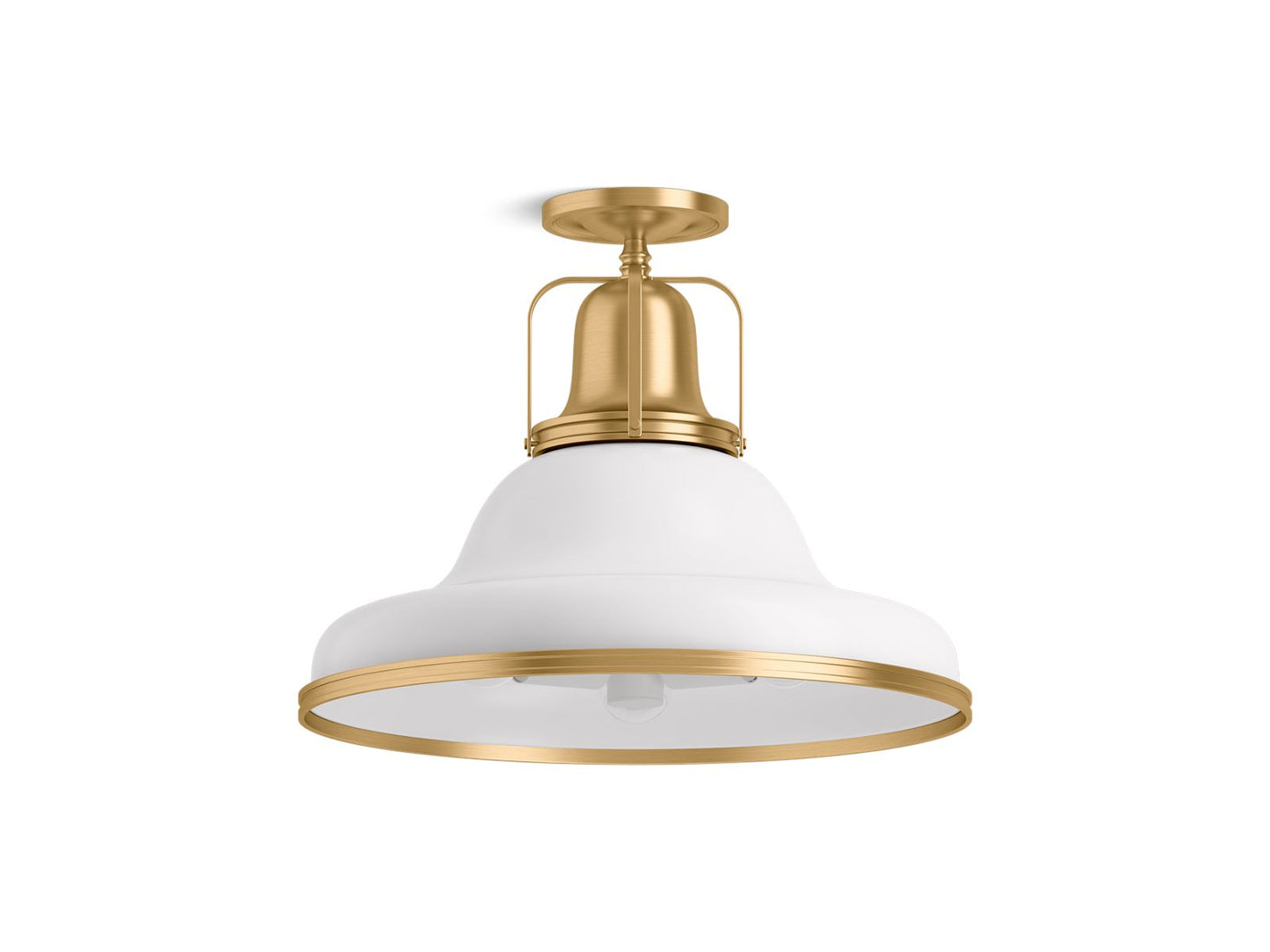 KOHLER K-32294-SF03-WGL Hauksbee 18" Semi-Flush In White with Gold Trim