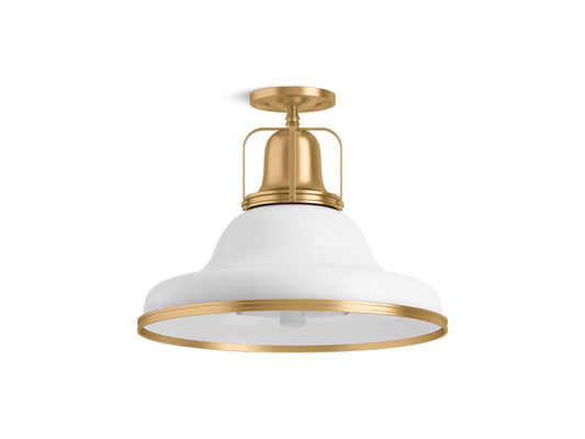 KOHLER K-32294-SF03-WGL Hauksbee 18" Semi-Flush In White with Gold Trim