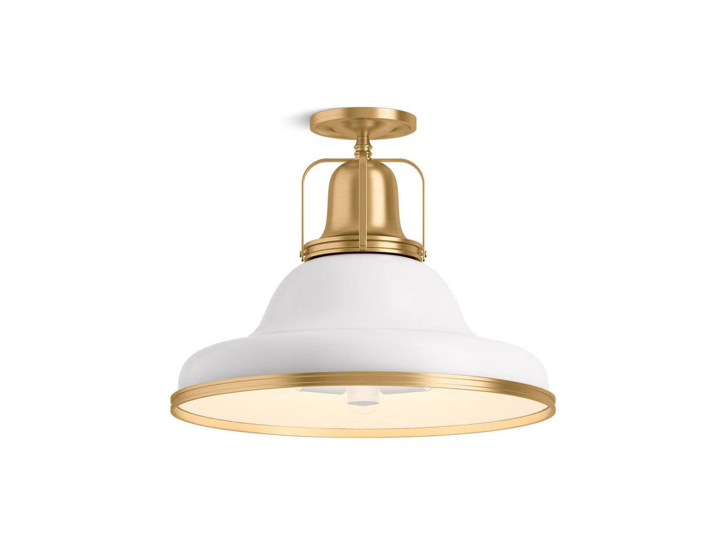 KOHLER K-32294-SF03-WGL Hauksbee 18" Semi-Flush In White with Gold Trim