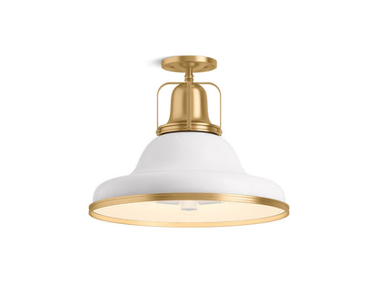 KOHLER K-32294-SF03-WGL Hauksbee 18" Semi-Flush In White with Gold Trim