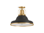 KOHLER K-32294-SF03-BML Hauksbee 18" Semi-Flush In Black with Brass Trim