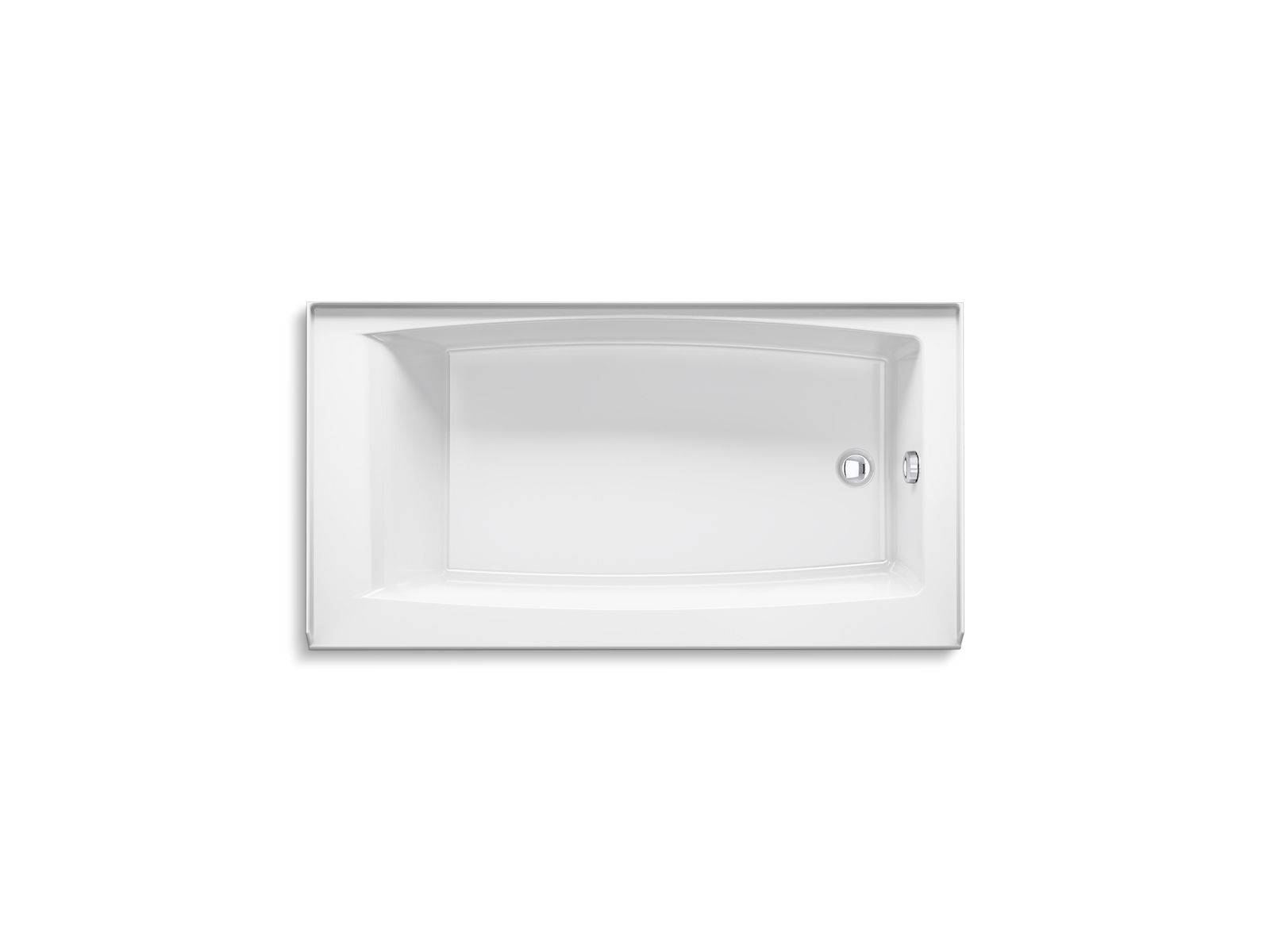 KOHLER K-26108-RA-0 Entity 60" X 32" Alcove Bath With Right Drain - White