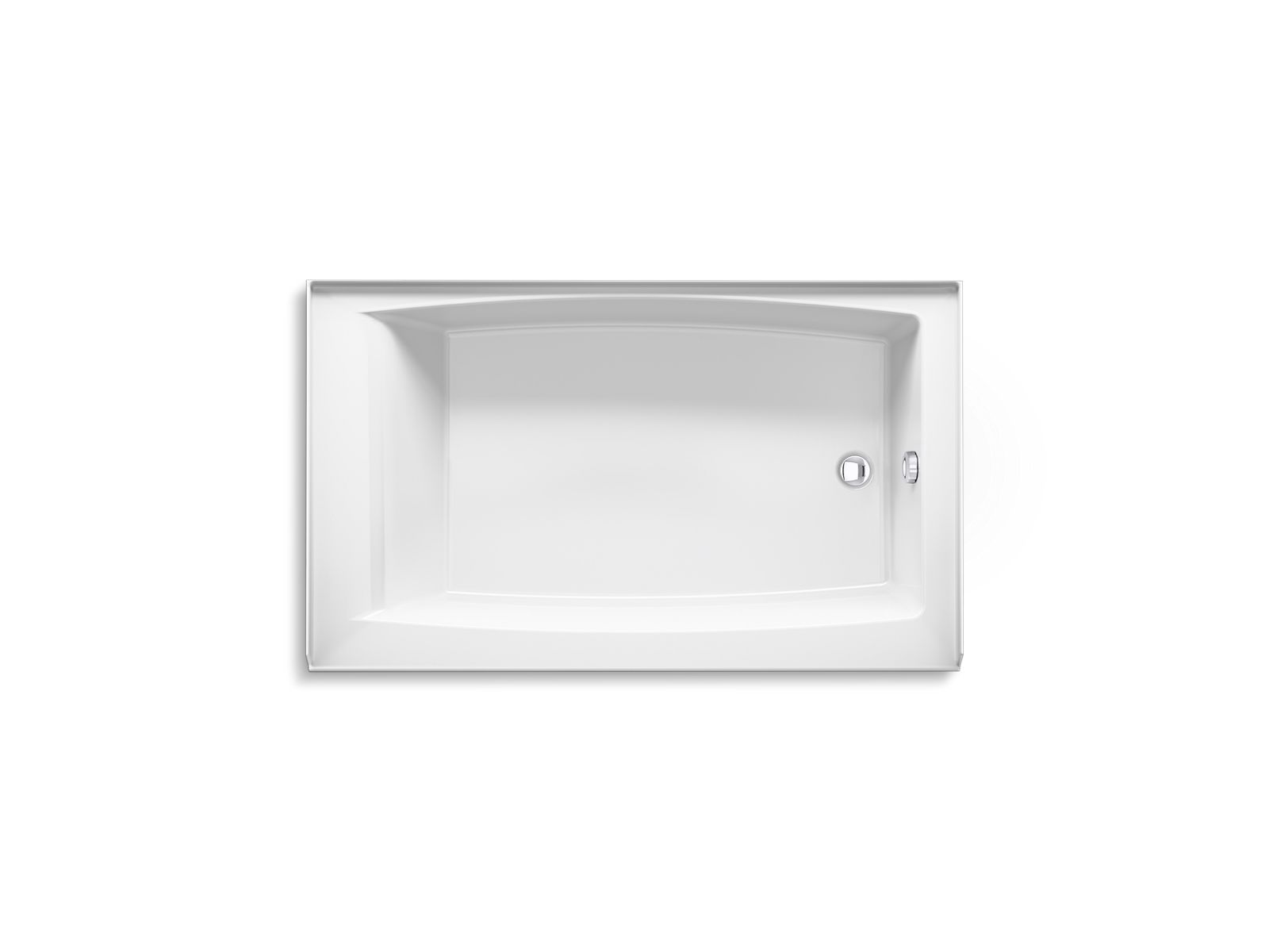 KOHLER K-26107-RA-0 Entity 60" X 36" Alcove Bath With Right Drain - White