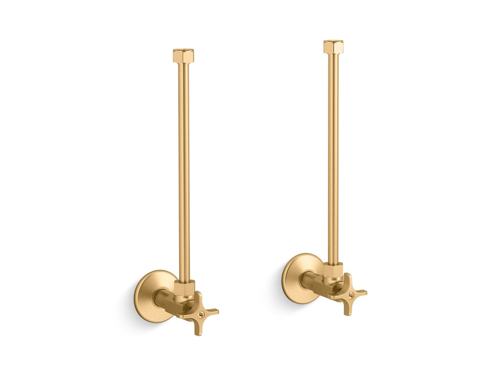 KOHLER K-7606-P-2MB Pair 1/2" Npt Angle Supplies With Stop, Cross Handle And Annealed Vertical Tube - Vibrant Brushed Moderne Brass
