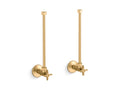 KOHLER K-7606-P-2MB Pair 1/2" Npt Angle Supplies With Stop, Cross Handle And Annealed Vertical Tube - Vibrant Brushed Moderne Brass