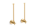 KOHLER K-7606-P-2MB Pair 1/2" Npt Angle Supplies With Stop, Cross Handle And Annealed Vertical Tube - Vibrant Brushed Moderne Brass