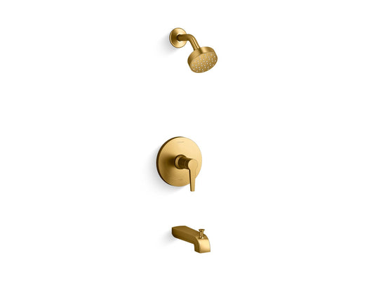 KOHLER K-TS97074-4G-2MB Pitch Rite-Temp Bath And Shower Trim Kit, 1.75 Gpm In Vibrant Brushed Moderne Brass