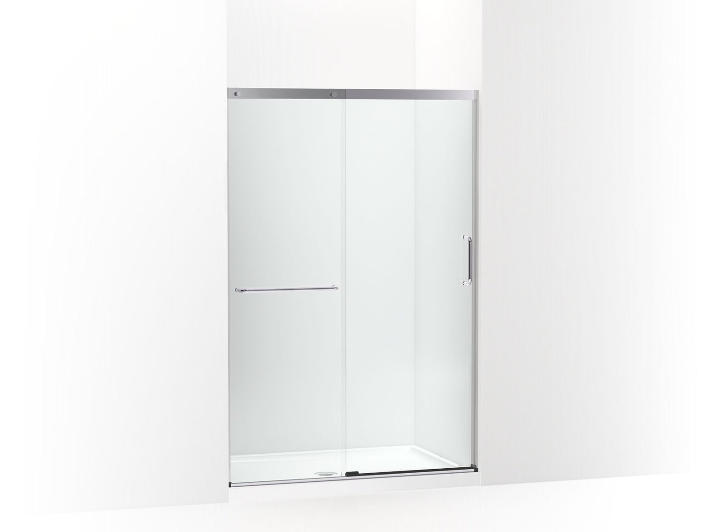 KOHLER K-707606-6L-SH Elate Sliding Shower Door, 70-1/2" H X 44-1/4 - 47-5/8" W, With 1/4" Thick Crystal Clear Glass In Bright Silver