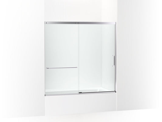 KOHLER K-707618-8L-SH Elate Sliding Bath Door, 56-3/4" H X 56-1/4 - 59-5/8" W With Heavy 5/16" Thick Crystal Clear Glass In Bright Silver