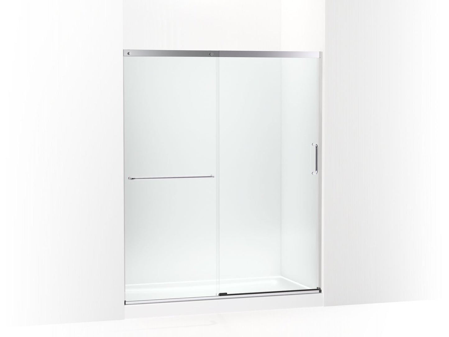 KOHLER K-707608-6L-SH Elate Sliding Shower Door, 70-1/2" H X 56-1/4 - 59-5/8" W, With 1/4" Thick Crystal Clear Glass In Bright Silver