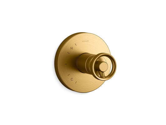 KOHLER K-TS78015-9-2MB Components Rite-Temp Valve Trim With Industrial Handle In Vibrant Brushed Moderne Brass