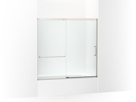 KOHLER K-707618-8L-MX Elate Sliding Bath Door, 56-3/4" H X 56-1/4 - 59-5/8" W With Heavy 5/16" Thick Crystal Clear Glass In Matte Nickel