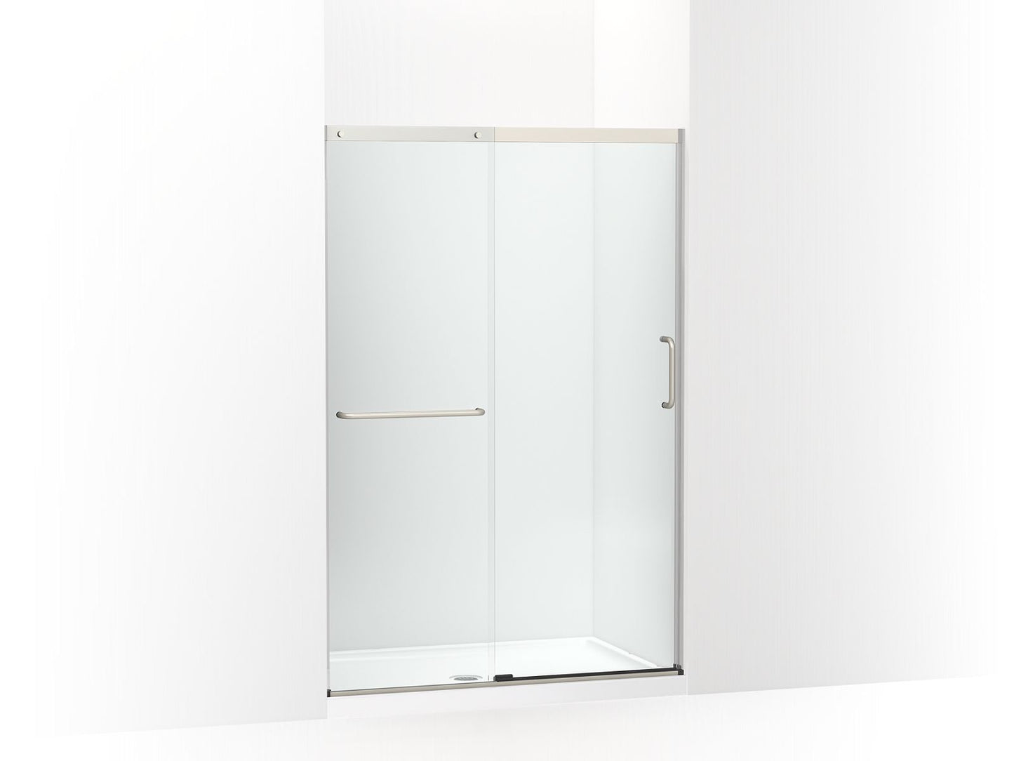 KOHLER K-707606-6L-MX Elate Sliding Shower Door, 70-1/2" H X 44-1/4 - 47-5/8" W, With 1/4" Thick Crystal Clear Glass In Matte Nickel