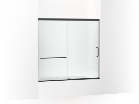 KOHLER K-707609-6D3-BL Elate Sliding Bath Door, 56-3/4" H X 56-1/4 - 59-5/8" W, With 1/4" Thick Frosted Glass In Matte Black