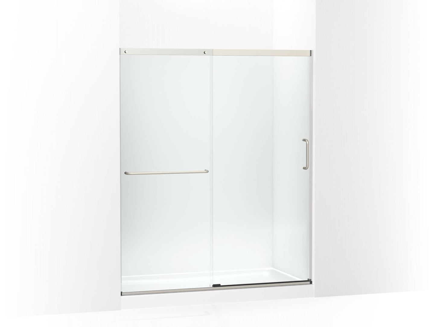 KOHLER K-707608-6L-MX Elate Sliding Shower Door, 70-1/2" H X 56-1/4 - 59-5/8" W, With 1/4" Thick Crystal Clear Glass In Matte Nickel