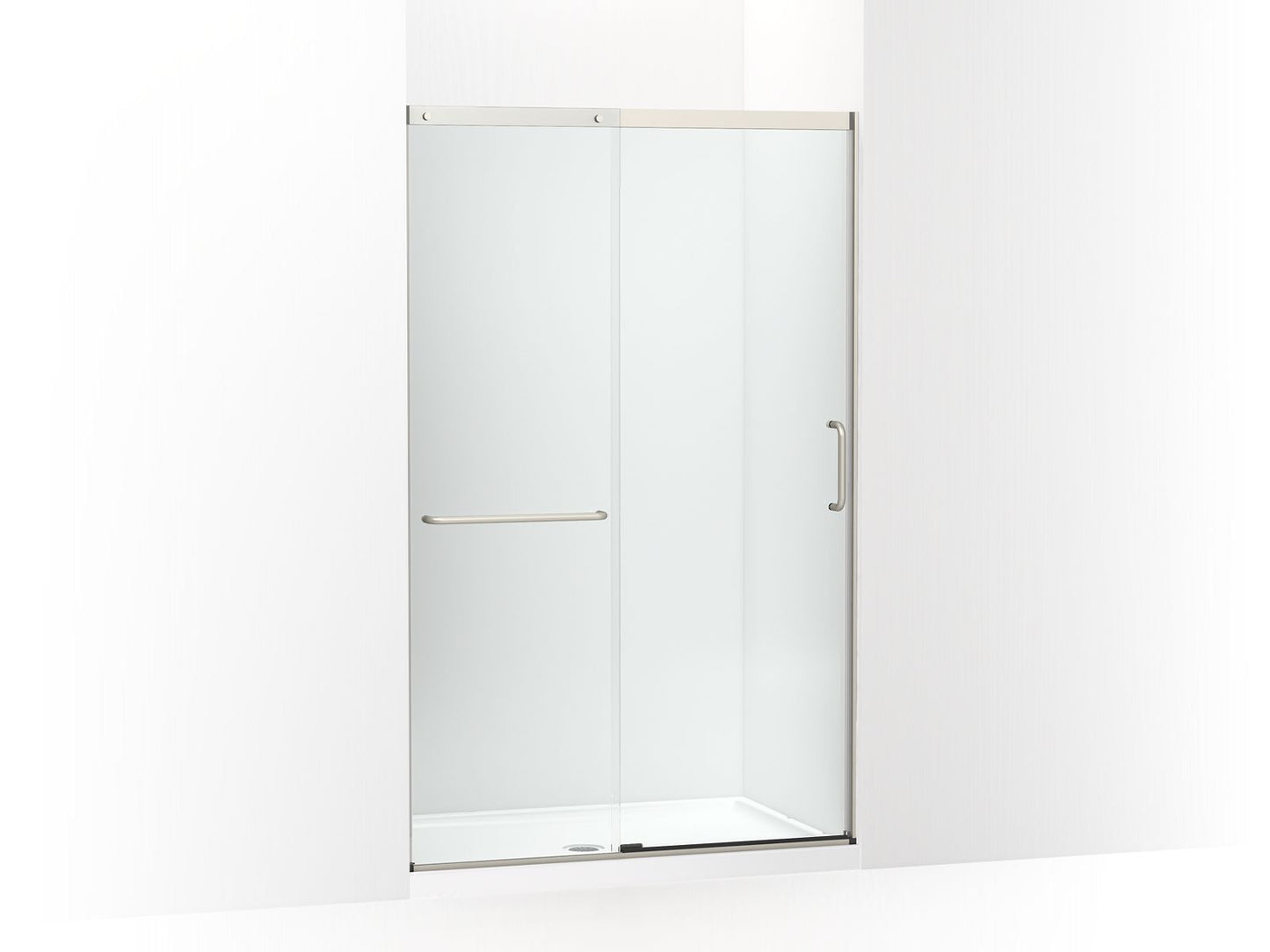 KOHLER K-707613-8L-MX Elate Sliding Shower Door, 75-1/2" H X 44-1/4 - 47-5/8" W, With Heavy 5/16" Thick Crystal Clear Glass In Matte Nickel