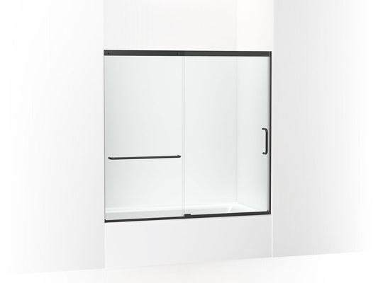 KOHLER K-707618-8L-BL Elate Sliding Bath Door, 56-3/4" H X 56-1/4 - 59-5/8" W With Heavy 5/16" Thick Crystal Clear Glass In Matte Black