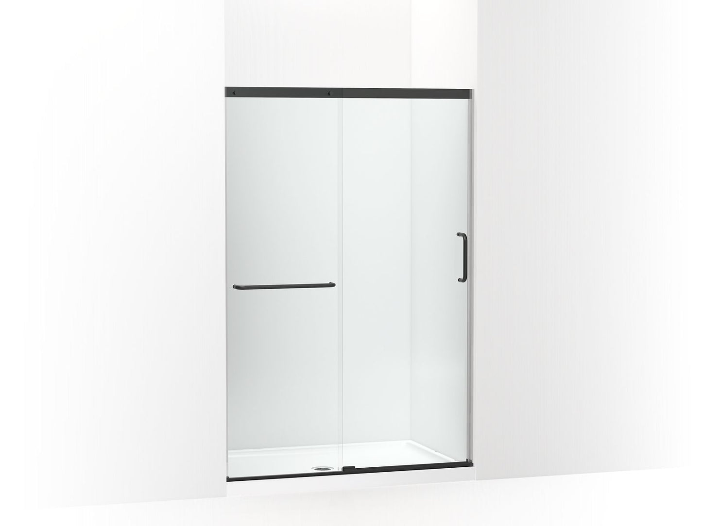 KOHLER K-707606-6L-BL Elate Sliding Shower Door, 70-1/2" H X 44-1/4 - 47-5/8" W, With 1/4" Thick Crystal Clear Glass In Matte Black