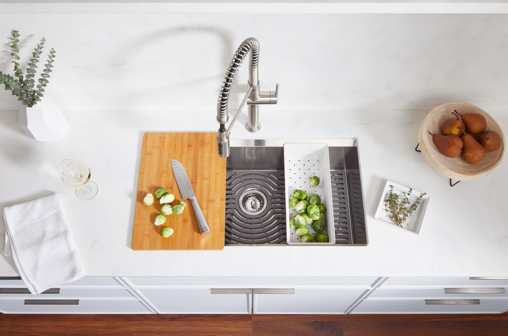 KOHLER K-80084-1PC-NA Task 33" Top-/Undermount Single-Bowl Workstation Kitchen Sink - Stainless Steel