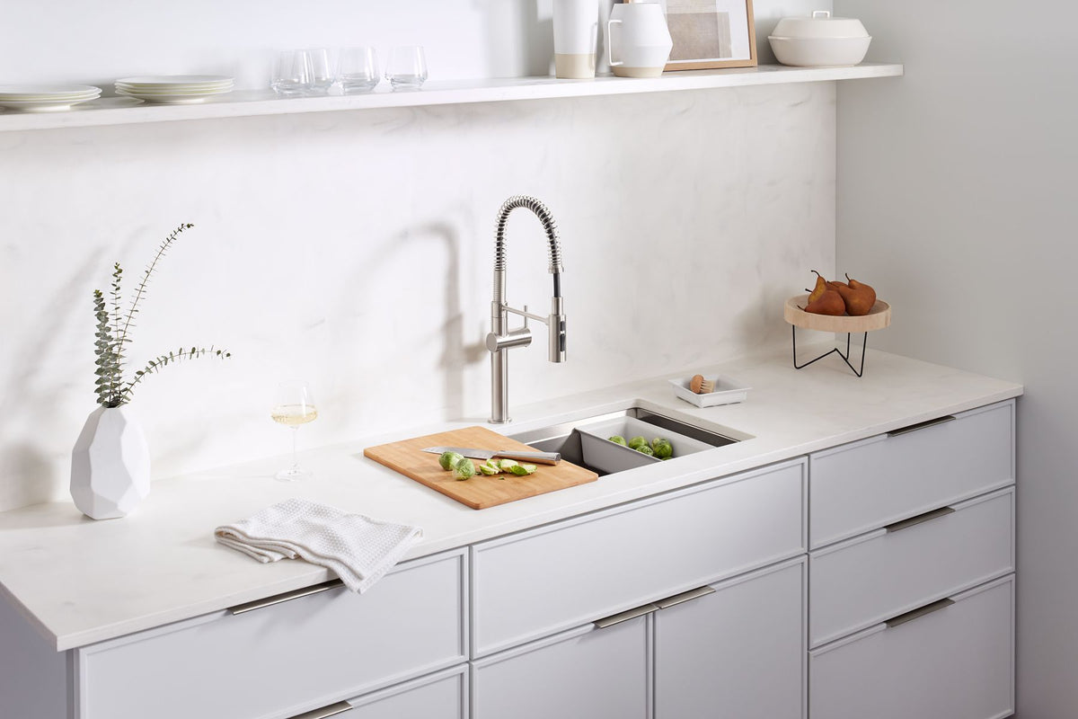KOHLER K-80084-1PC-NA Task 33" Top-/Undermount Single-Bowl Workstation Kitchen Sink - Stainless Steel