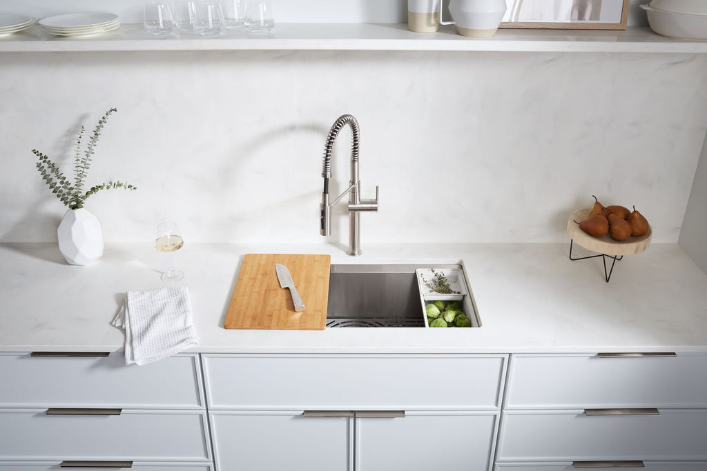 KOHLER K-80084-1PC-NA Task 33" Top-/Undermount Single-Bowl Workstation Kitchen Sink - Stainless Steel