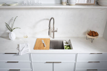 KOHLER K-80084-2PC-NA Task 33" top-/undermount single-bowl workstation kitchen sink - Stainless Steel