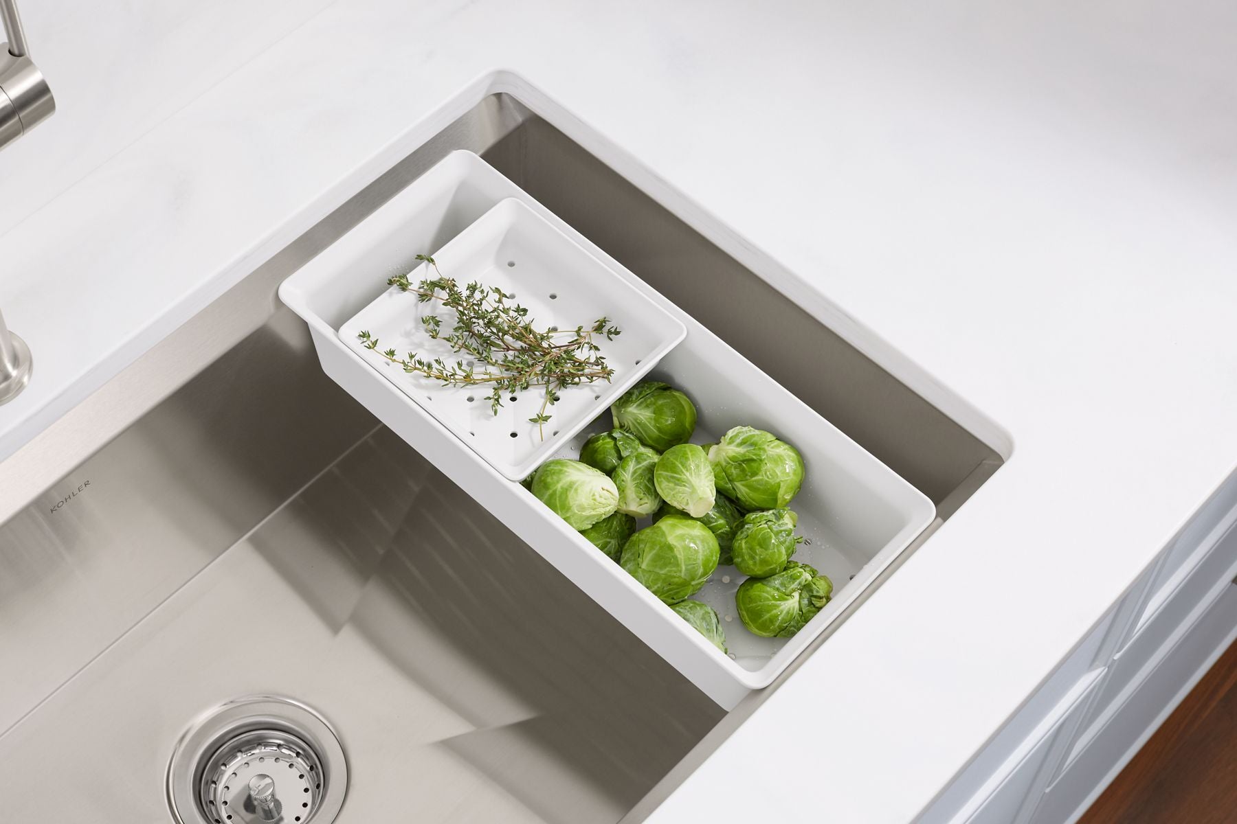 KOHLER K-80086-1PC-NA Task 27" Top-/Undermount Single-Bowl Workstation Kitchen Sink - Stainless Steel
