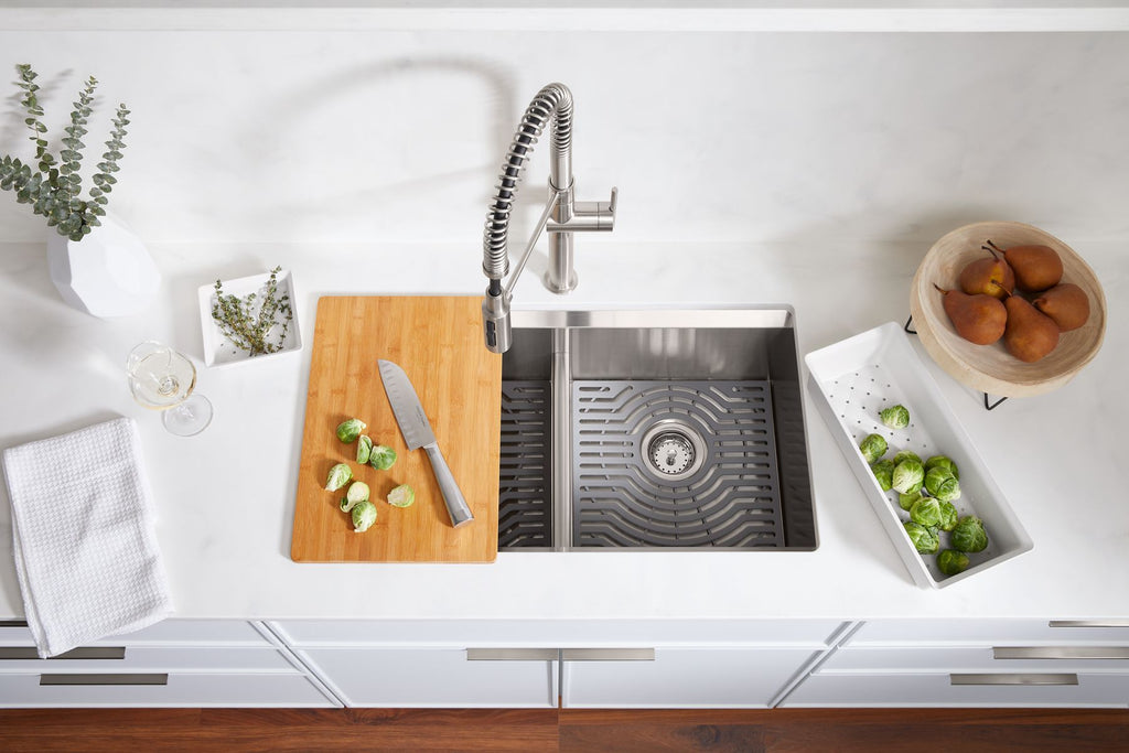 KOHLER K-80085-1PC-NA Task Smart Divide Smart Divide 33" Top-/Undermount Double-Bowl Workstation Kitchen Sink - Stainless Steel