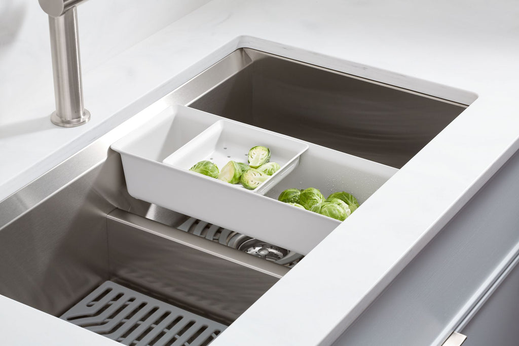 KOHLER K-80085-1PC-NA Task Smart Divide Smart Divide 33" Top-/Undermount Double-Bowl Workstation Kitchen Sink - Stainless Steel