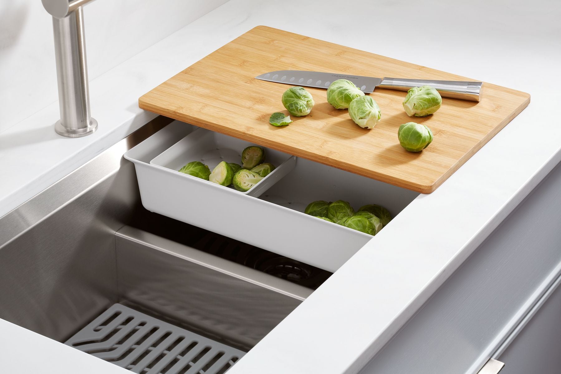 KOHLER K-80085-1PC-NA Task Smart Divide Smart Divide 33" Top-/Undermount Double-Bowl Workstation Kitchen Sink - Stainless Steel