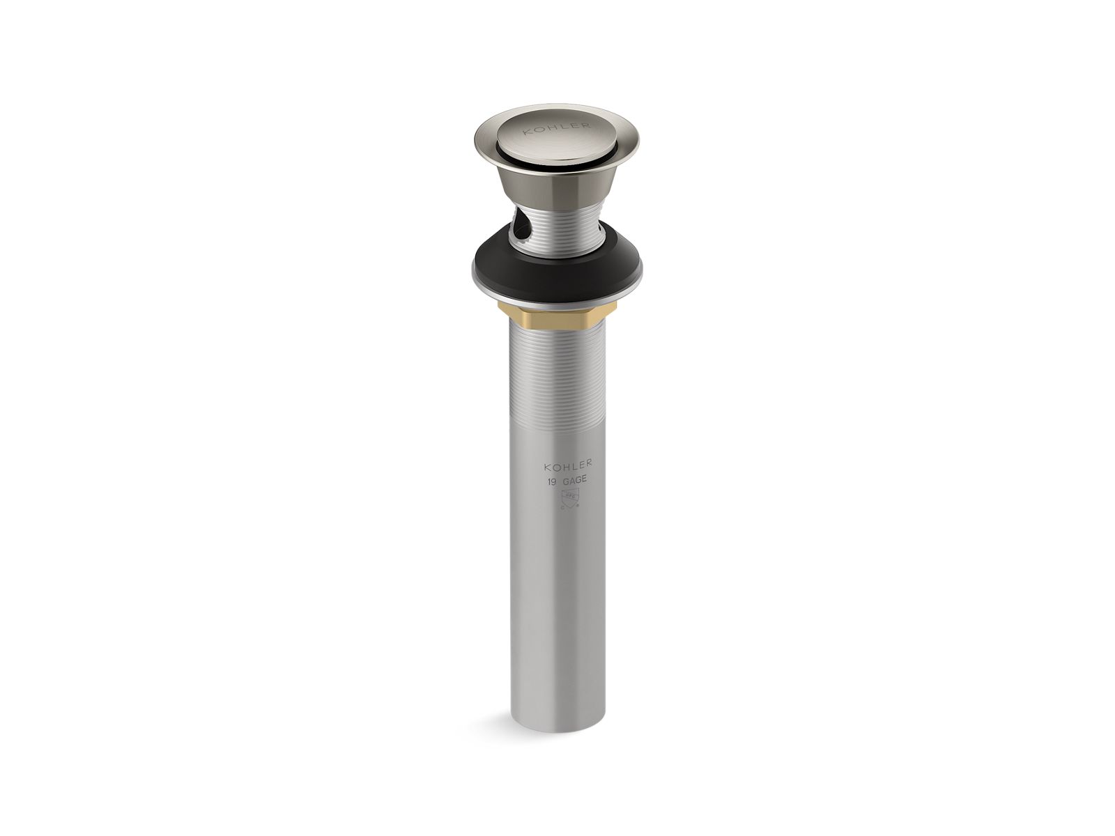KOHLER K-25322-BN Clicker Drain With Overflow - Vibrant Brushed Nickel