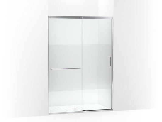 KOHLER K-707614-8G81-SH Elate Sliding Shower Door, 75-1/2" H X 50-1/4 - 53-5/8" W, With Heavy 5/16" Thick Crystal Clear Glass With Privacy Band In Bright Silver