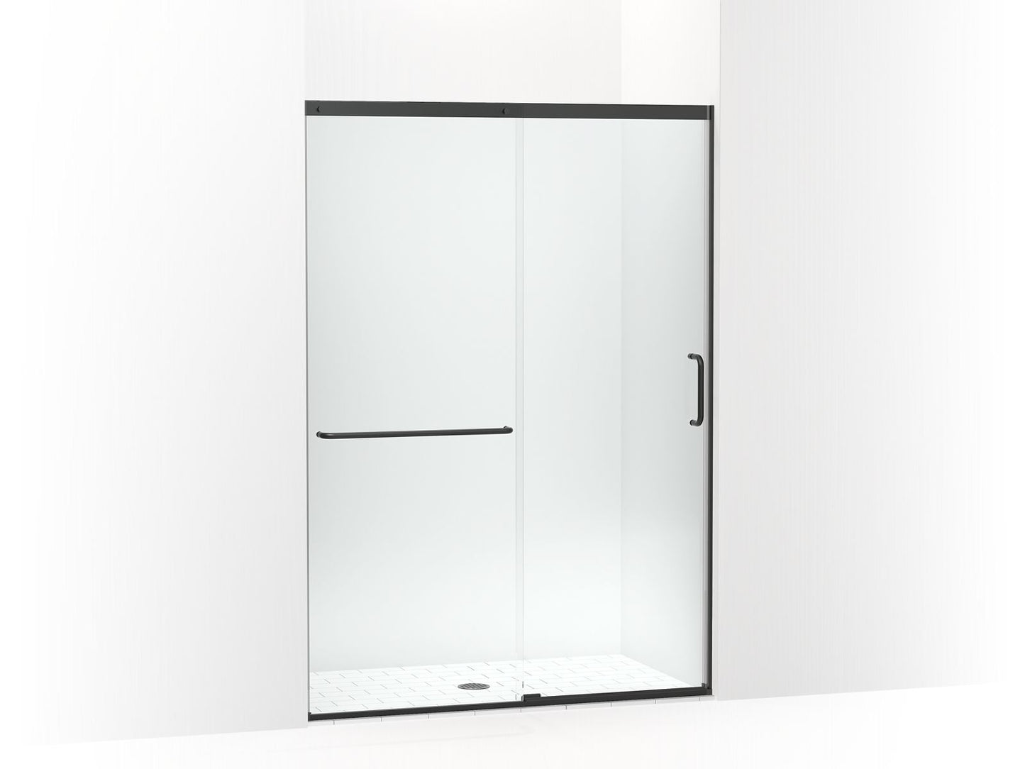 KOHLER K-707614-8L-BL Elate Sliding Shower Door, 75-1/2" H X 50-1/4 - 53-5/8" W, With Heavy 5/16" Thick Crystal Clear Glass In Matte Black