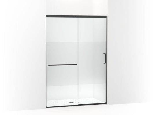 KOHLER K-707614-8G81-BL Elate Sliding Shower Door, 75-1/2" H X 50-1/4 - 53-5/8" W, With Heavy 5/16" Thick Crystal Clear Glass With Privacy Band In Matte Black