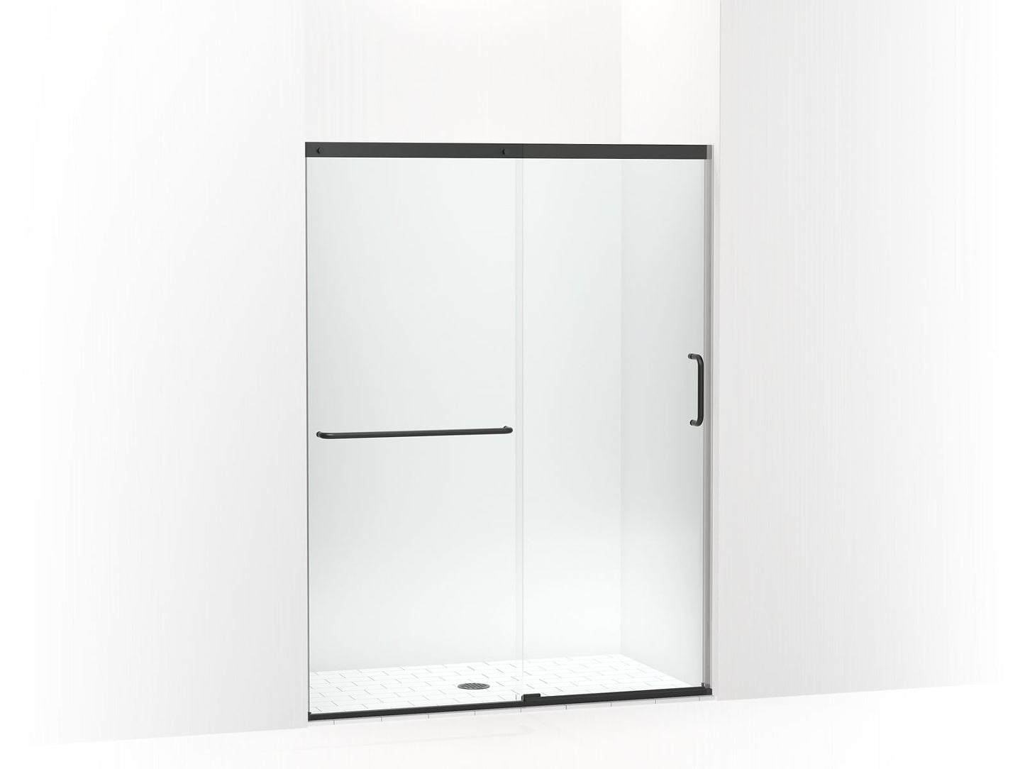 KOHLER K-707607-6L-BL Elate Sliding Shower Door, 70-1/2" H X 50-1/4 - 53-5/8" W, With 1/4" Thick Crystal Clear Glass In Matte Black