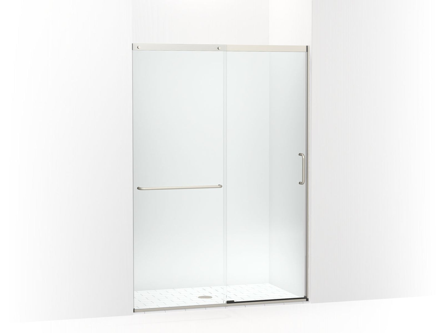 KOHLER K-707614-8L-MX Elate Sliding Shower Door, 75-1/2" H X 50-1/4 - 53-5/8" W, With Heavy 5/16" Thick Crystal Clear Glass In Matte Nickel