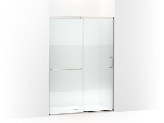 KOHLER K-707614-8G81-MX Elate Sliding Shower Door, 75-1/2" H X 50-1/4 - 53-5/8" W, With Heavy 5/16" Thick Crystal Clear Glass With Privacy Band In Matte Nickel