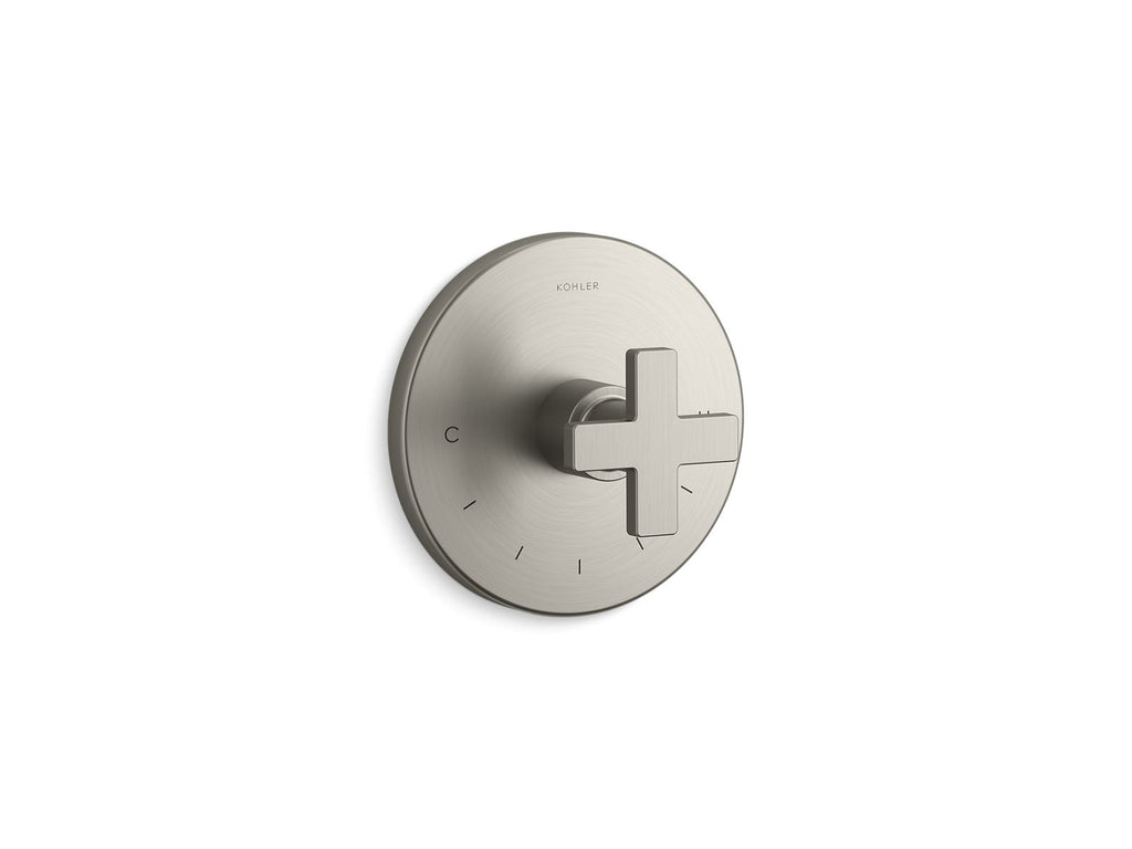 KOHLER K-T73133-3-BN Composed Mastershower Temperature Control Valve Trim With Cross Handle - Vibrant Brushed Nickel