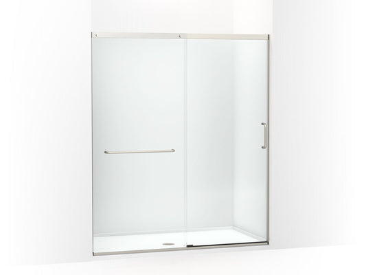 KOHLER K-707616-8L-MX Elate Sliding Shower Door, 75-1/2" H X 62-1/4 - 65-5/8" W, With Heavy 5/16" Thick Crystal Clear Glass In Matte Nickel