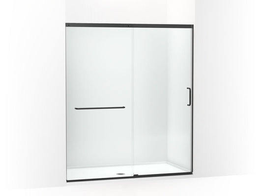 KOHLER K-707616-8L-BL Elate Sliding Shower Door, 75-1/2" H X 62-1/4 - 65-5/8" W, With Heavy 5/16" Thick Crystal Clear Glass In Matte Black