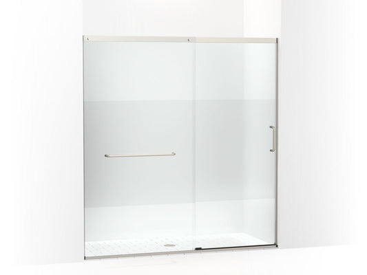 KOHLER K-707617-8G81-MX Elate Sliding Shower Door, 75-1/2" H X 68-1/4 - 71-5/8" W, With Heavy 5/16" Thick Crystal Clear Glass With Privacy Band In Anodized Matte Nickel